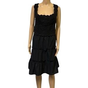 Asos Design Black Tiered Babydoll Crochet Top Sleeveless Sundress Plus Size 22